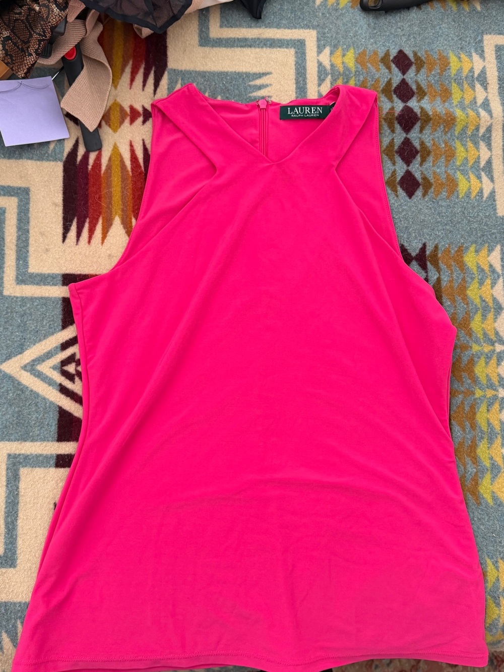 Lauren Ralph Lauren Hot Pink Sleeveless V-Neck Tank